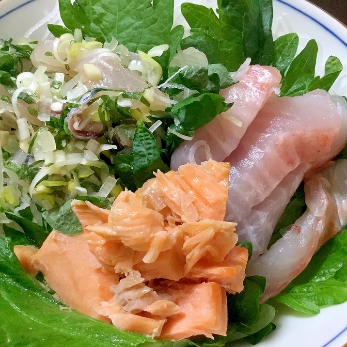 鯵鯛鮭のトリプル丼